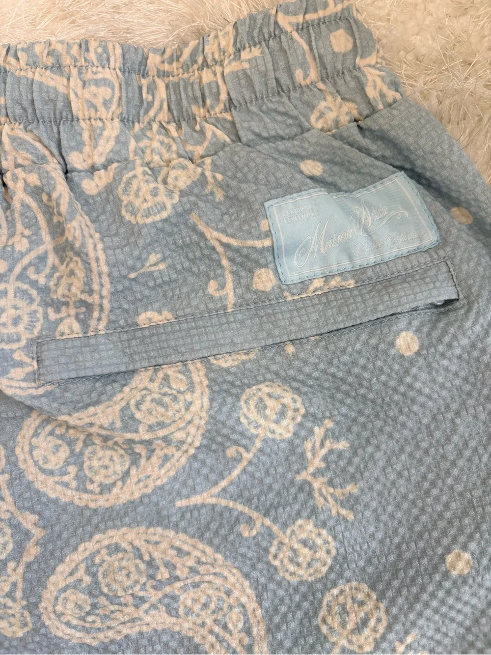 Maison Article Sky Blue Paisley Hybrid Shorts.